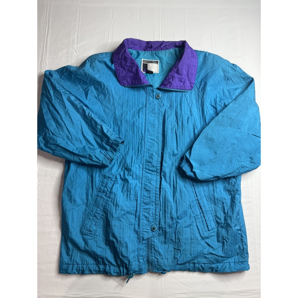 Vintage Pacific Trail Light Weight Windbreaker Blue Jacket Medium Classic Style